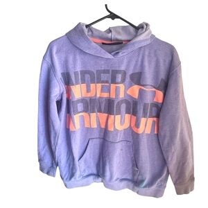 Under Armour Purple Sweatshirt Peach Spell Out Logo Youth XL Soft Cozy